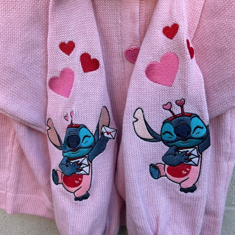 Her Universe Disney Lilo & Stitch Lovebug Girls Skimmer Cardigan Size Large Pink - Picture 5 of 10